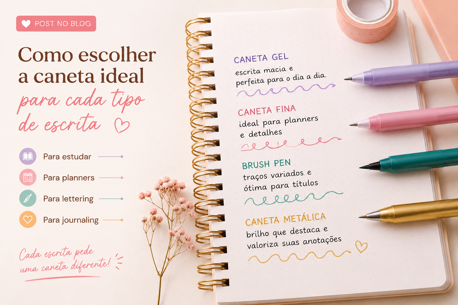Como escolher a caneta ideal para cada tipo de escrita